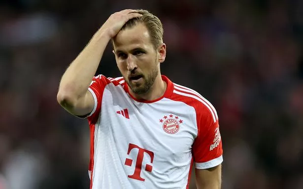 Harry Kane reacts to Bayern Munich's defeat to Bayer Leverkusen
