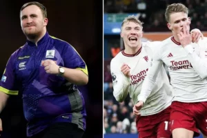 Luke Littler aims three-word dig at Aston Villa star after Man Utd's late winner