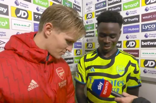 Odegaard's cheeky six-word reaction to Saka winning player of the match