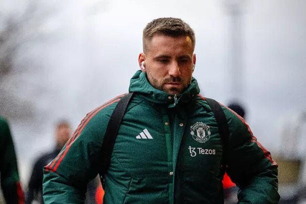 MANCHESTER, ENGLAND - DECEMBER 09: Luke Shaw of Manchester United arrives ahead of the Premier League match between Manchester United and AFC Bournemouth at Old Trafford on December 09, 2023 in Manchester, England. (Photo by Ash Donelon/Manchester United via Getty Images)
